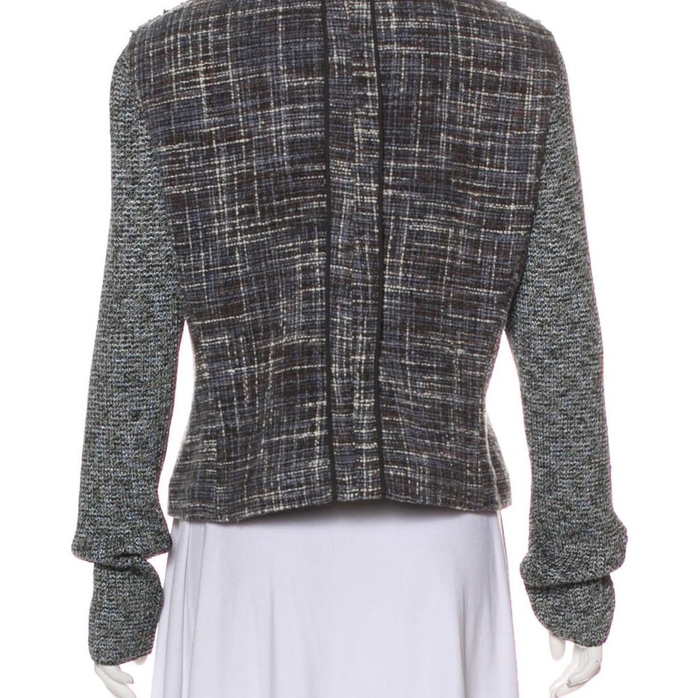 ST. JOHN Gray Embellished Tweed Wool Cardigan Sz L - Picture 4 of 6